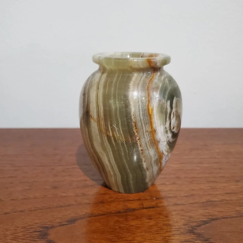 Onyx Polished Stone Vase Brown, tan, green, cream‎ 4